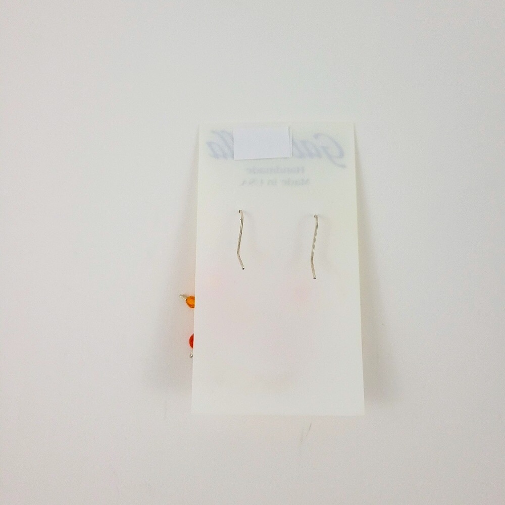 Orange Beaded Drop Sterling Silver Earrings - Picture 3 of 5